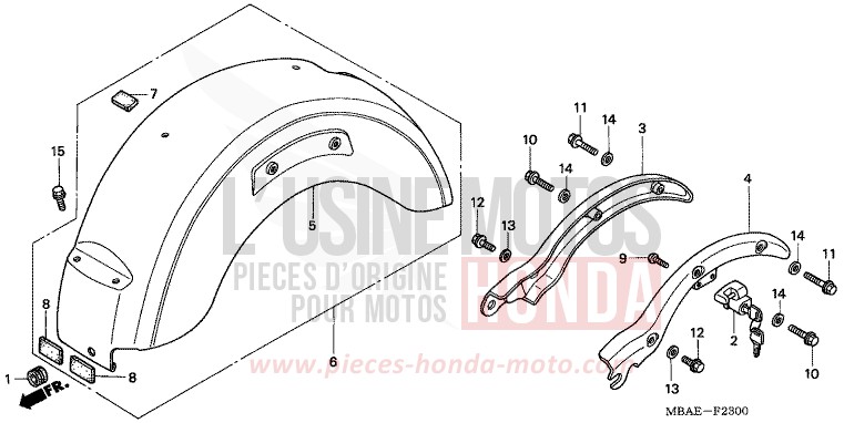 GARDE-BOUE ARRIERE von Shadow Aero NOIR (NH1X) von 2000
